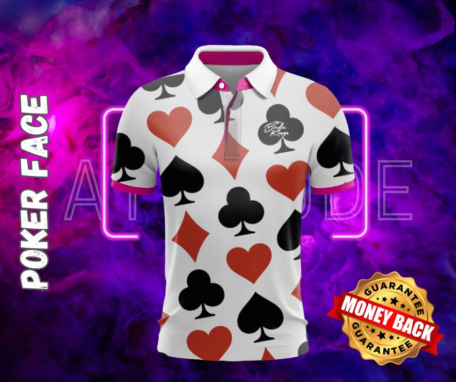 Polo shirt with playing card suit pattern 