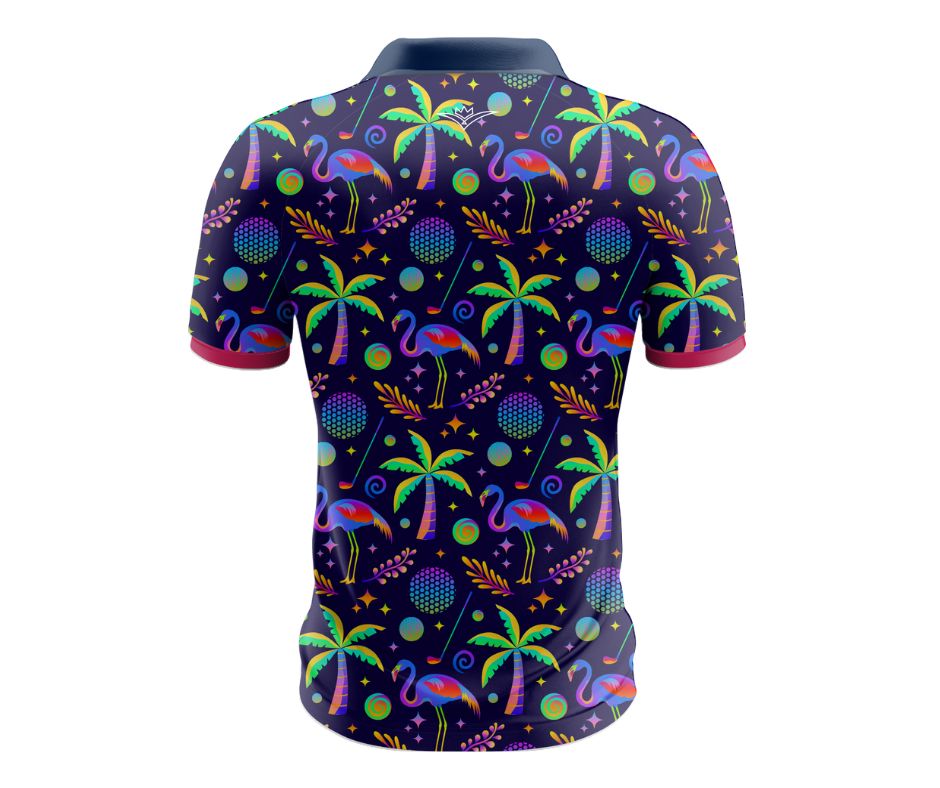 Colorful polo shirt with tropical patterns 