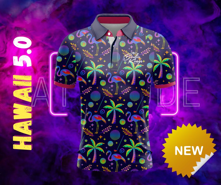 Colorful polo shirt with tropical patterns 